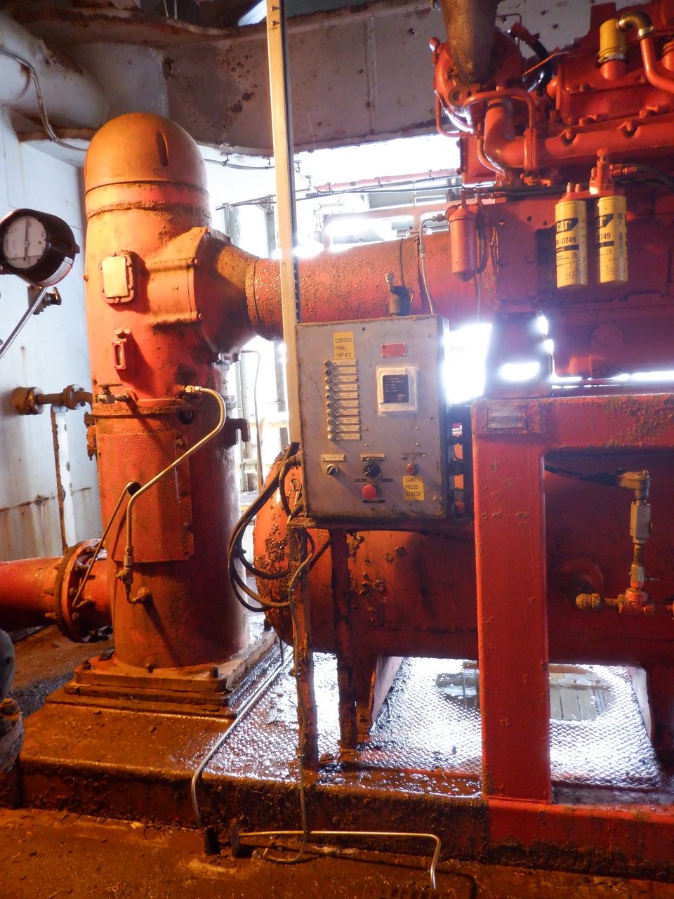 Explosion-protected fire-water pump control panel installed in a hazardous area