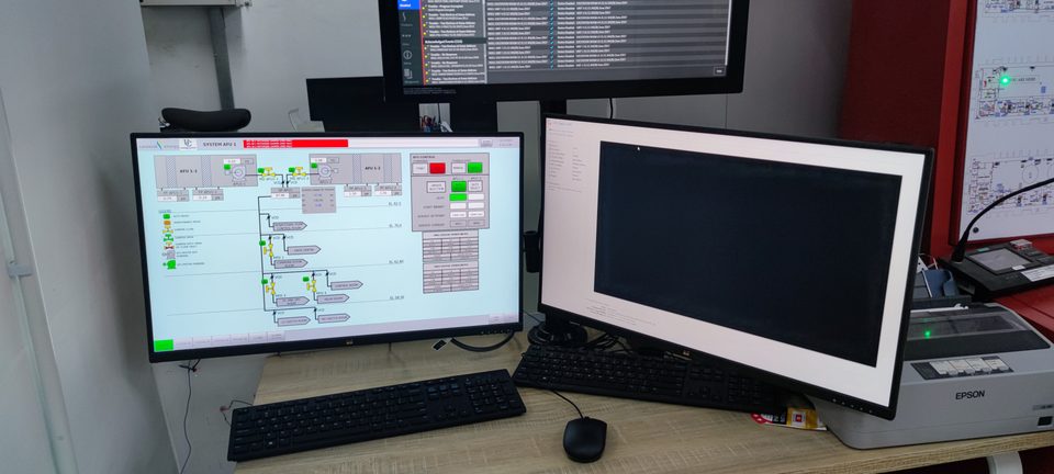 SCADA mimic for Sarawak Energy AFU system displayed on a control room workstation